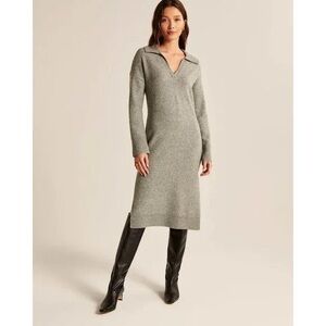 NWT Abercrombie Long-Sleeve Midi Sweater Dress in Heather Grey | size S